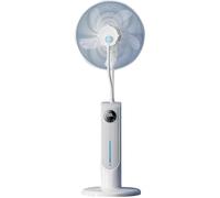 Ventilatore a piantana con nebulizzatore e getto d'acqua, umidificatore con oscillazione a 90°, pannello LED/telecomando, 3 velocità, 3 modalità, temporizzazione 12 ore(White)