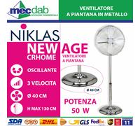 Ventilatore A Piantana in Metallo Ø 40 h 130 Cm 50W Niklas New Age Chrome