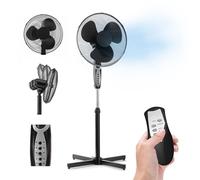 Ventilatore A Piantana Potente Da 50W Per Pavimento Pale Da 40 Cm Silenzioso Con Timer 7 Ore 3 Velocità Oscillante Altezza e Inclinazione Regolabili E Telecomando per Controllo A Distanza Colore Nero