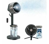Shark FlexBreeze Pro Mist Ventilatore per Interni ed Esterni senza Filo con Nebulizzatore, Portatile, Raggio 20 m, a Piantana o da Tavolo, 5 Velocità, Silenzioso, Telecomando, Grigio Antracite FA300EU