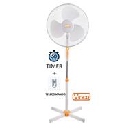 VENTILATORE A PIANTANA VINCO 70704 BIANCO 3 PALE 45 WATT + TELECOMANDO E TIMER