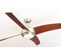 Ventilatore a soffitto AireRyder Borealis con illuminazione e telecomando, corpo in nickel satinato, Metallo, Flügelfarbe Walnuss, 122 x 122 x 37 cm 70watts, led