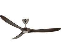 Design Ventilatore da Soffitto Senza Luce Eco Genuino Cromo Noce 180 Telecomando [EEK: Inaditato]