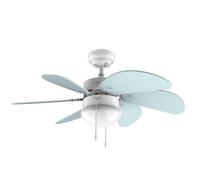 Cecotec EnergySilence 3600 Vision Sky Ventilatore da soffitto, 50 W, diametro 92 cm, lampada, 3 velocità, 6 lame reversibili, funzione estate/inverno, interruttore a catena, bianco/blu