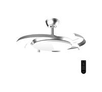 Cecotec Ventilatore da Soffitto con Luce Pale Retrattili EnergySilence Aero 4500 Puzzle Invisible Silver.30W, Motore DC, Diametro 42", LED, Telecomando, Timer, Funzione Estate/Inverno, Fresco Uniforme