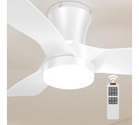 Ventilatore a soffitto con illuminazione 80cm, 3000 K-5000 K Dimmbar, 2200LM Lampada LED silenziosa Ventilatore con luce e telecomando, 7 velocità, Timer für Decke Soggiorno Camera da letto, Bianco