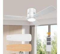Ventilatore a soffitto con luce 42", Ventilatori a soffitto con luce e telecomando, lampada ventilatore a soffitto silenzioso Windcalm DC con Aspas reversibili e luci regolabili per Dormitorio Cucina