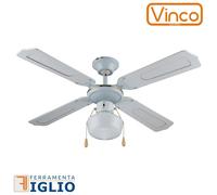 Ventilatore a Soffitto da Parete 4 Pale Ø 107 Lampadario con Luce 55-60W 3 Vel.