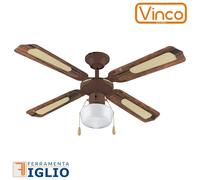Ventilatore a Soffitto da Parete 4 Pale Ø 107 Lampadario con Luce 55-60W 3 Vel.
