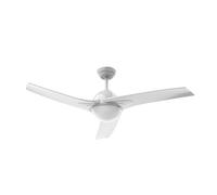 EVVO Ventilatore da soffitto con luce LED e comando silenzioso, Ø132 cm, 3 pale, motore DC 26 W, 6 velocità, timer (modello: V522 finitura nera)
