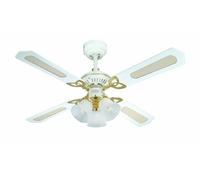 Ventilatore A Soffitto Lampada Ventola Luce Princess Trio Bianco Ottone 105 Cm [EEK: Inaditato]
