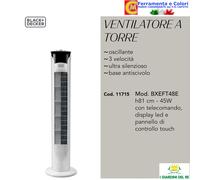 Black & Decker Ventilatore a Colonna Torre senza Pale 3 Velocit Oscillante con Telecomando e Timer colore Bianco - BXEFT48E
