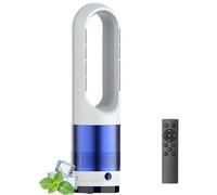 Ventilatore a torre caldo e freddo con purificatore d'aria, telecomando, 8 velocità, timer 8H, ventilatore oscillante senza pale da 18 pollici, ventilatore per la circolazione dell'aria per casa blue