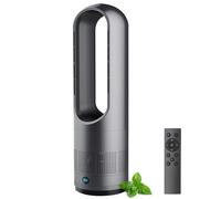 Ventilatore a torre caldo e freddo con telecomando, ventilatore senza pale da 18 pollici con timer da 8 ore, 8 velocità, display LED, oscillazione a 80°, ventilatori da terra con circolazione gray