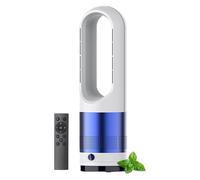 Ventilatore a torre senza lama caldo e freddo da 18 pollici con telecomando, circolatore d'aria oscillante con 8 velocità e timer, ventilatore purificatore d'aria per casa, ufficio, camera da le Blue