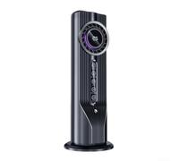 Ventilatore a torre senza lama con lampada a LED ad alta efficienza energetica, design a basso rumore, 6 impostazioni di velocità, per dormire notturno, studio, scrivania, nero, 32 cm (nero)