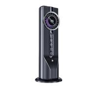Ventilatore a torre senza pale con lampada LED integrata e 6 impostazioni di velocità, dispositivo di raffreddamento compatto con funzione timer per ambienti domestici e uffici (nero)