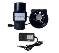 Ventilatore aspirante, Ventilatore in linea da 6 W 12 V 2 pollici 50 mm nero bianco con alimentatore e regolazione della velocità(Black,With power supply)