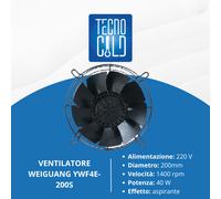 VENTILATORE ASSIALE CON VENTOLA DA ASPIRANTE A PREMENTE MONOFASE PER FRIGORIFERO