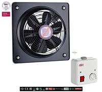 Ventilatore Assiale Industria Metallo Muro Ø250 2200m ³+ 2A Regolatore Velocità