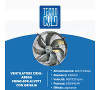 Ventilatore Assiale Ziehl-Abegg con o senza Griglia e Pale a Falce Industriale