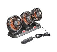 Ventilatore auto Riloer 24V, ventilatore d'aria portatile a tre teste, ventilatore di circolazione dell'aria di rotazione a 360 °, USB/accendisigari alimentato