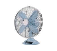 bimar Ventilatore da Tavolo Vintage 35W, Corpo in Metallo, Elica Ø 30cm con 4 Pale, Comandi Vintage con Levetta Selettore Velocità, Ventilatore a 3 Velocità, Orientabile Destra Sinistra (Azzurro)