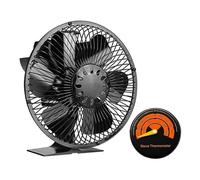 Ventilatore Bruciatori Legna Con Coperchio Ventilatore For Stufa 5 Pale For Camino Alimentato A Calore Bruciatore A Legna Eco Silenzioso Forte Distribuzione Efficiente Del Domestica(With Thermometer)