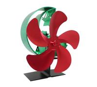 Ventilatore Bruciatori Legna Ventilatore For Stufa A Legna For Alimentato A Calore Con 5 Pale E Decorazione A Forma Di Stella Lunare Funzionamento Silenzioso For Bruciatore A Non Elettrico(Red green)