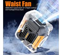 Ventilatore con clip in vita Mini portatile portatile da campeggio all'aperto da lavoro Ventilatore da appendere alla vita Ventilatore elettrico di raffreddamento da scrivania con luce a LED Power Gre