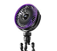 Ventilatore con display digitale con gambe treppiedi Capacità 2000mAh ABS Costruzione Monte amichevole USB C ricaricabile Clip sul ventilatore