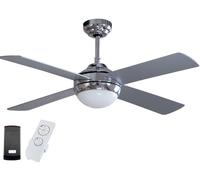 VENTILATORE A SOFFITTO PALE SILVER CON TELECOMANDO LAMPADARIO E27 LUCE Ø 121 cm