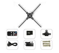 Ventilatore con ologramma 3D, 40-115 cm HD 3D Proiettore pubblicitario Fan Wifi Led Sign Display Lampada olografica Multifunzione proiettore 3D Immagini di luce Video per Negozi Aziendali, Negozi, Vac