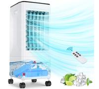 Ventilatore Condizionatore Portatile, 3 in 1 Condizionatori Portatili Evaporativo Senza Tubo, Oscillazione, Timer 1-7H, 5,5L, Telecomando 8M, 3 Velocità, 3 Scatola di Cristallo di Ghiaccio, Ruotes,