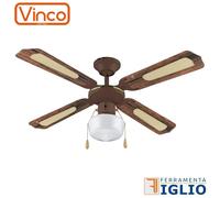 Vinco Ventilatore da soffitto mod. 70919 – 105 cm, 4 pale, 3 velocità, 1 luce, selettore rotazione