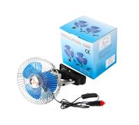 Ventilatore da auto a clip, in metallo, per camion e veicoli, con funzione oscillante e doppima velocità, portatile e adatto a RV, camion, SUV e altri mezzi-6 inch 12V