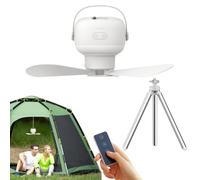 Ventilatore da campeggio a soffitto con luce, alimentato tramite USB, ventilatore da campeggio con telecomando, batteria ricaricabile da 7200 mAh, accessorio di sopravvivenza per camera da letto