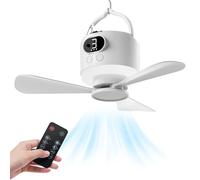 Ventilatore da Campeggio con Luce LED, 10400 mAh Ricaricabile tramite USB Ventilatore per Tende da Campeggio, Autonomia di Funzionamento 8-36 Ore, Telecomando, 3 Velocità, 3 Livelli di Luminosità, Pal