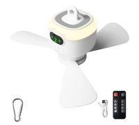 Ventilatore da campeggio con luce, ventilatore da campeggio con telecomando, ricaricabile, 8000 mAh, ventilatore da soffitto portatile, pala del ventilatore rimovibile, ventilatore da tenda USB con