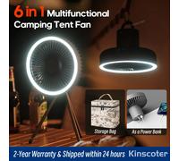 Ventilatore da campeggio da 10000 mAh Circolatore d'aria portatile da tavolo ricaricabile Ventilatore elettrico da soffitto wireless con treppiede leggero a LED Power Bank Basic White