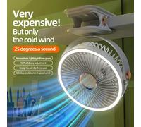 Ventilatore da campeggio da 2000 mAh Circolatore d'aria portatile da tavolo ricaricabile Ventilatore elettrico da soffitto wireless con luce a LED Ventilatore domestico clip-on White