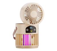 Ventilatore da campeggio e lampada anti-zanzara 2 in 1, distruggi insetti elettrico ricaricabile USB, ventilatore da scrivania silenzioso con schermo a LED per interni, camera da letto, tenda ed