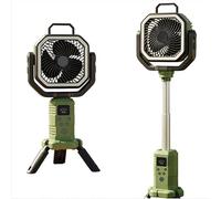 Ventilatore da campeggio portatile da 20000 mAh con luce LED, ventilatore a batteria ricaricabile per uso esterno, vento regolabile a 4 velocità, altezza telescopica e rotazione a 360°, ventola di