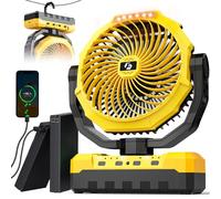 Ventilatore da campeggio portatile da 36000 mAh, 120 ore, con batteria rimovibile con LED e telecomando, 4 velocità, alimentato a batteria per tenda, viaggi, ufficio, cantiere