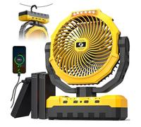 Ventilatore da campeggio portatile da 36000 mAh, 150 ore, con batteria rimovibile con LED e telecomando, 4 velocità, alimentato a batteria per tenda, viaggi, ufficio, cantiere