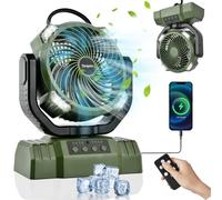 Ventilatore da Campeggio,Ventilatore da Tavolo Ventilatore da Tavolo Silenzioso con Luce A LED Ventilatore Potente Batteria 10000 mAh per Campeggio All'aperto,Tenda,Interruzione di Corrente,Pesca,Casa