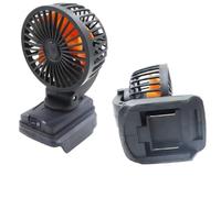 Ventilatore da cantiere senza fili, alimentato a batteria, 18 V, con due porte USB, per batteria DeWalt, campeggio e uso all'aperto