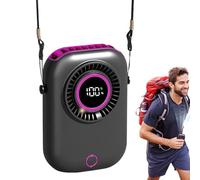 Ventilatore da Collo Portatile | Display Digitale e Cordino con Funzionamento Silenzioso,Ventilatore A Cintura Con Clip Per Vita Portatile - Per Estate Viaggio Campeggio Escursionismo Spiaggia Vacanza