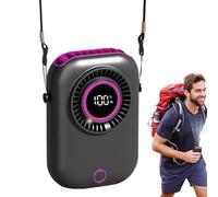 Ventilatore Da Collo Ricaricabile - Display Digitale Portatile, Dispositivo Di Raffreddamento Design Con Clip Per Cordino Da Cintura, Circolatore D'aria Personale Con Ricarica Silenziosa Di Tipo C Com