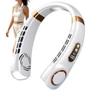Ventilatore da collo - Soffiaggio d'aria silenzioso ricaricabile a 5 velocità - Ventilatore portatile intorno al collo con illuminazione a LED 7 colori e schermo, per l'estate, viaggi, campeggio
